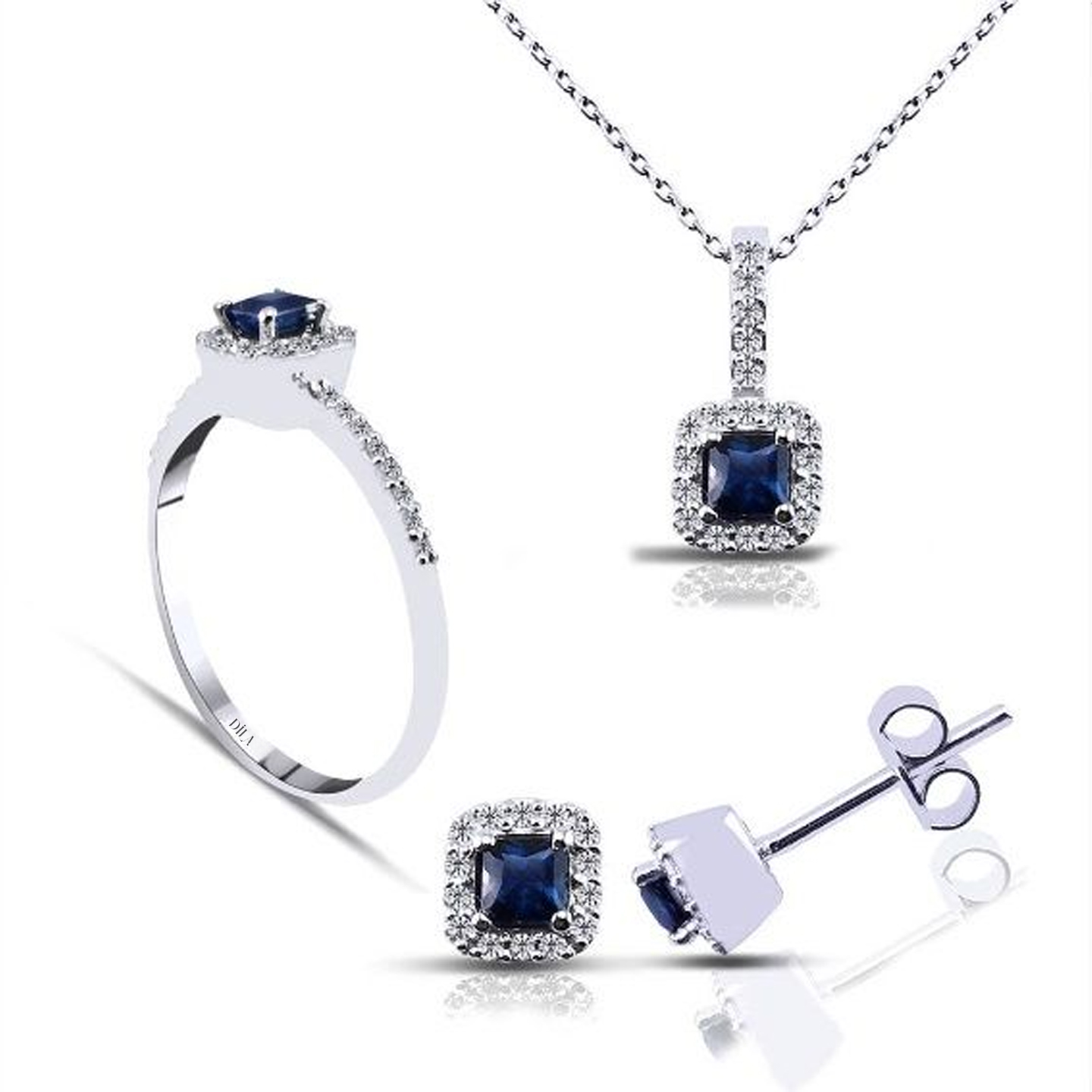 1,22 Karat Pırlantalı Safir Set F Renk