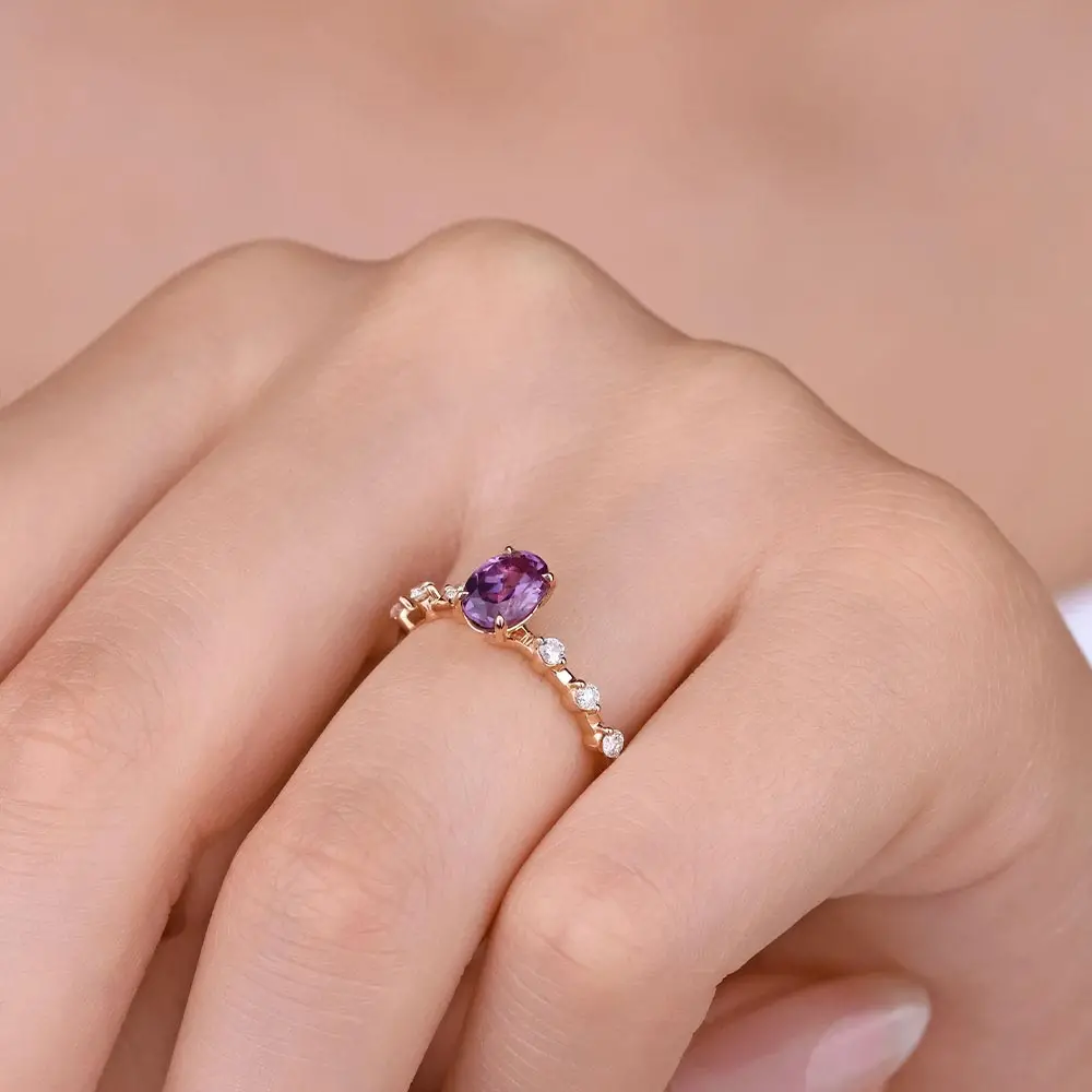 1,29 Karat Pırlantalı Vintage Alexandrite Yüzük