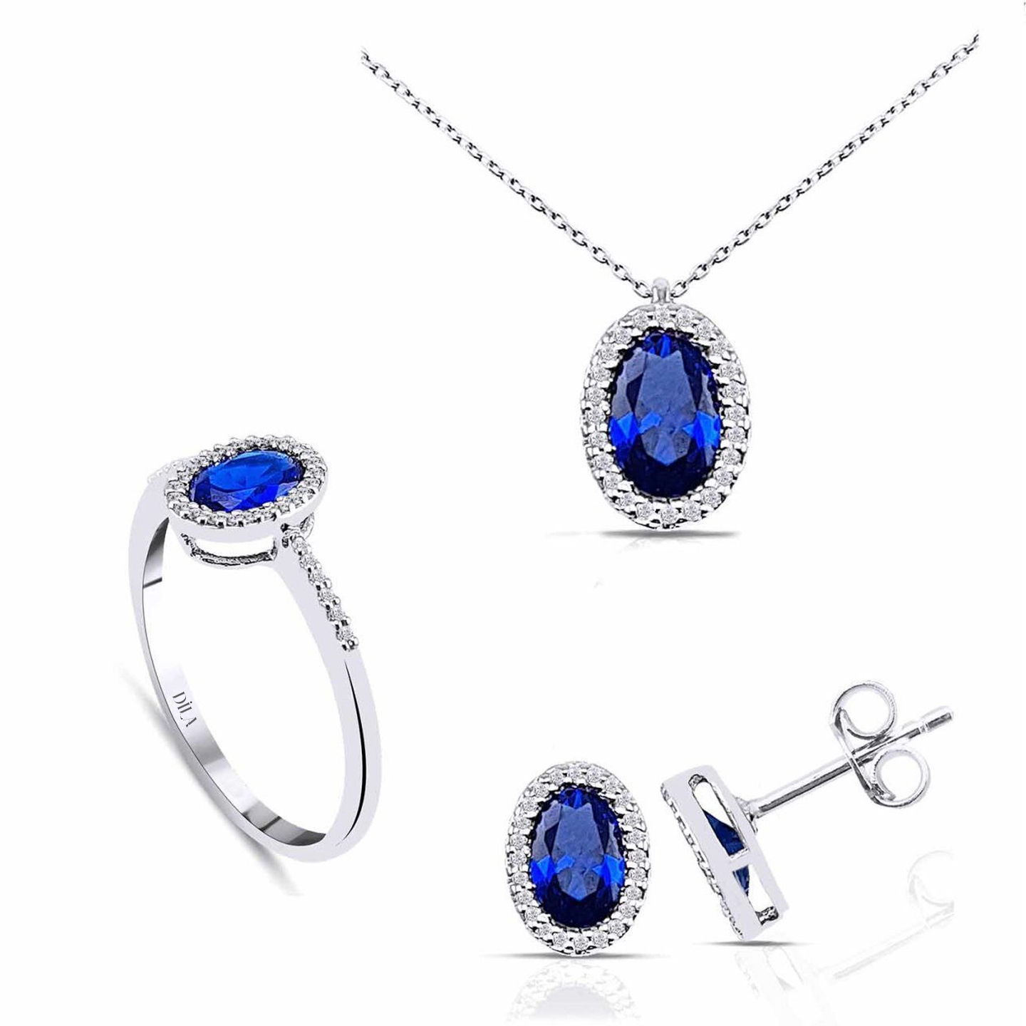 3.10 Karat Pırlantalı Safir Set E-F Renk