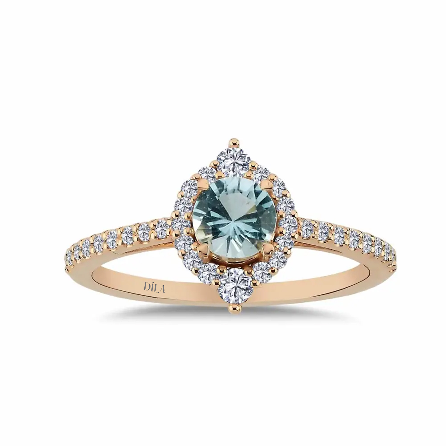 0,74 Karat Pırlantalı Vintage Sky Blue Topaz Yüzük