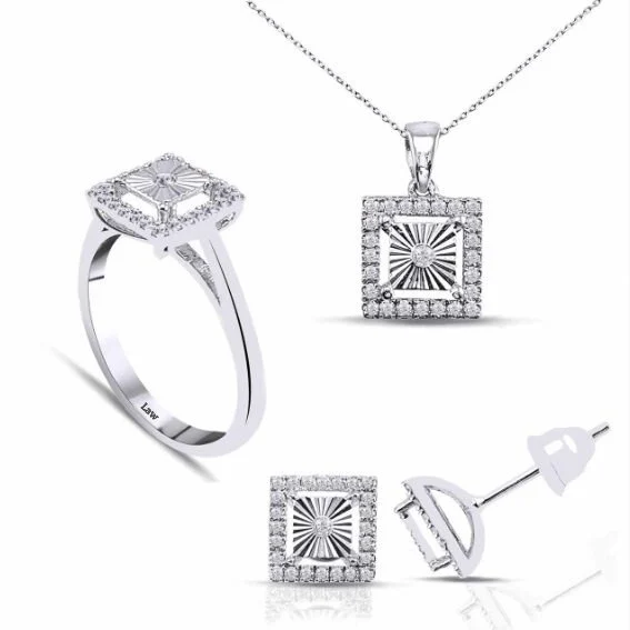 0.61 Karat Fantazi 3'lü Set F Renk 14K