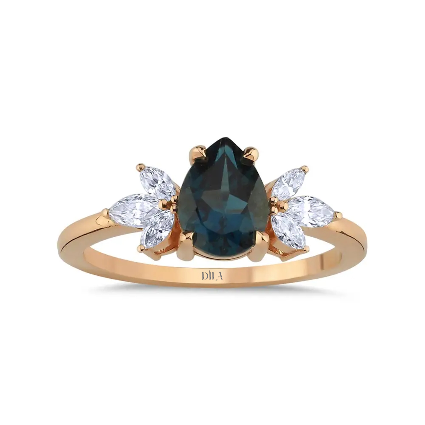 1,57 Karat Pırlantalı London Blue Topaz Vintage Yüzük