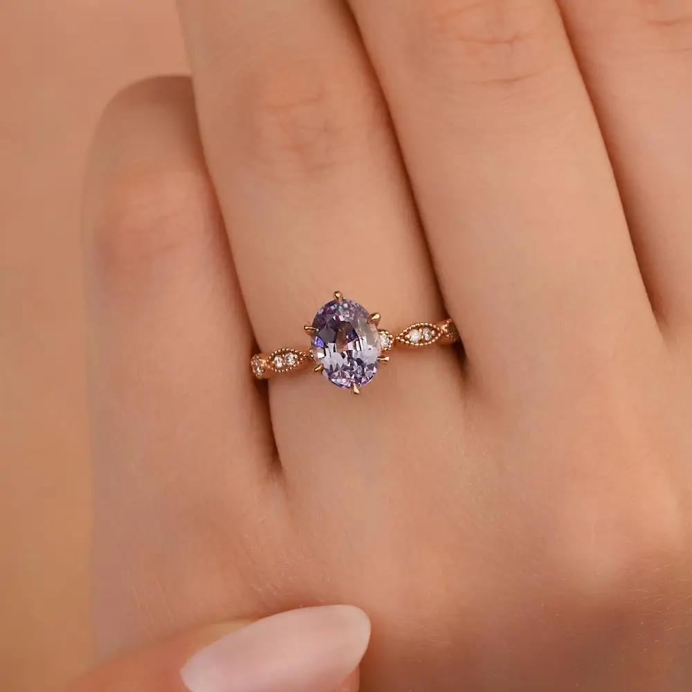 2,10 Karat Pırlantalı Safir Vintage Yüzük