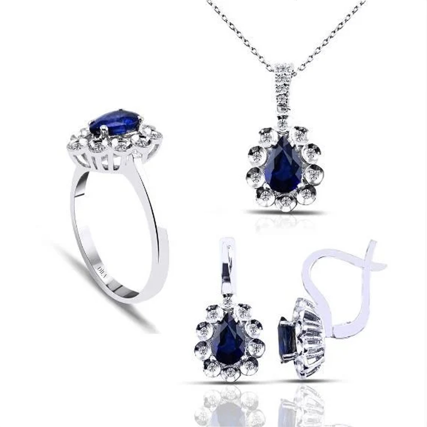 3.40 Karat Pırlantalı Safir Set F Renk