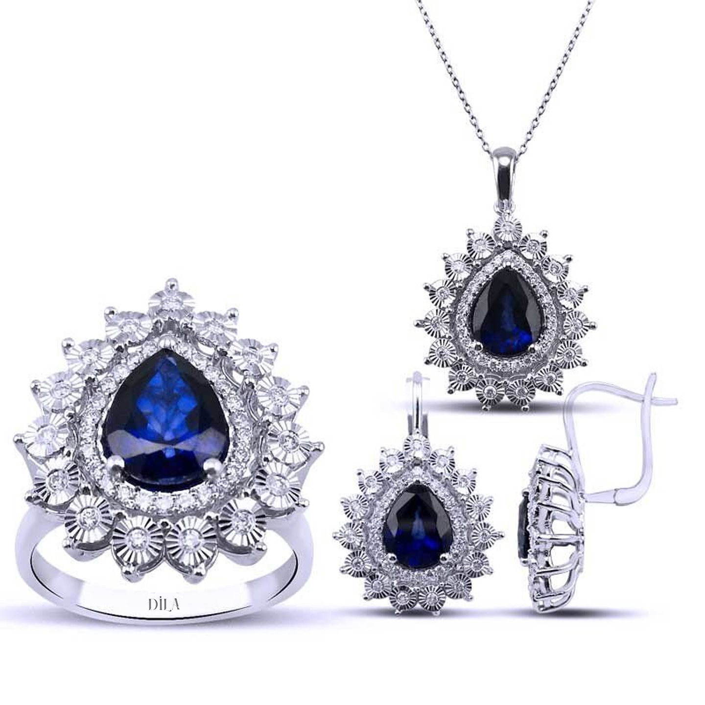 8.91 Karat Pırlantalı Safir Set F Renk